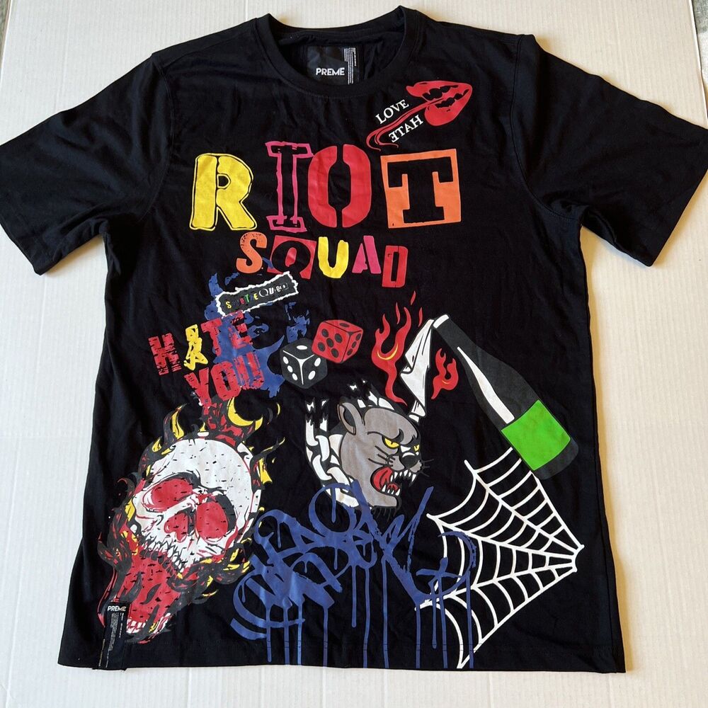 Preme Sz XL Riot Squad Graphic Tee Black Mens💖💖